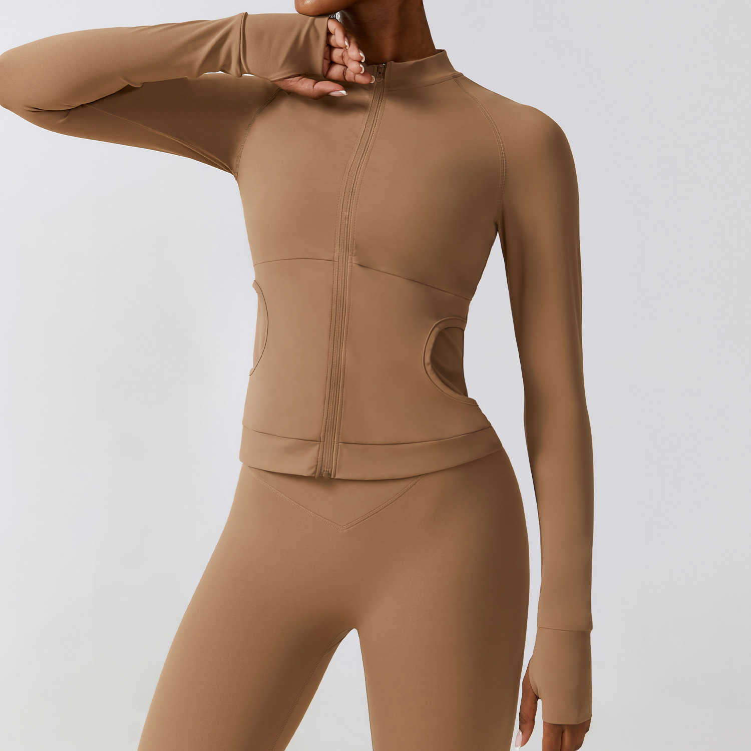Nude feel sports jacket zipper hoodie yoga suit long sleeve gym top Nude feel sports jacket zipper hoodie yoga suit long sleeve gym top
