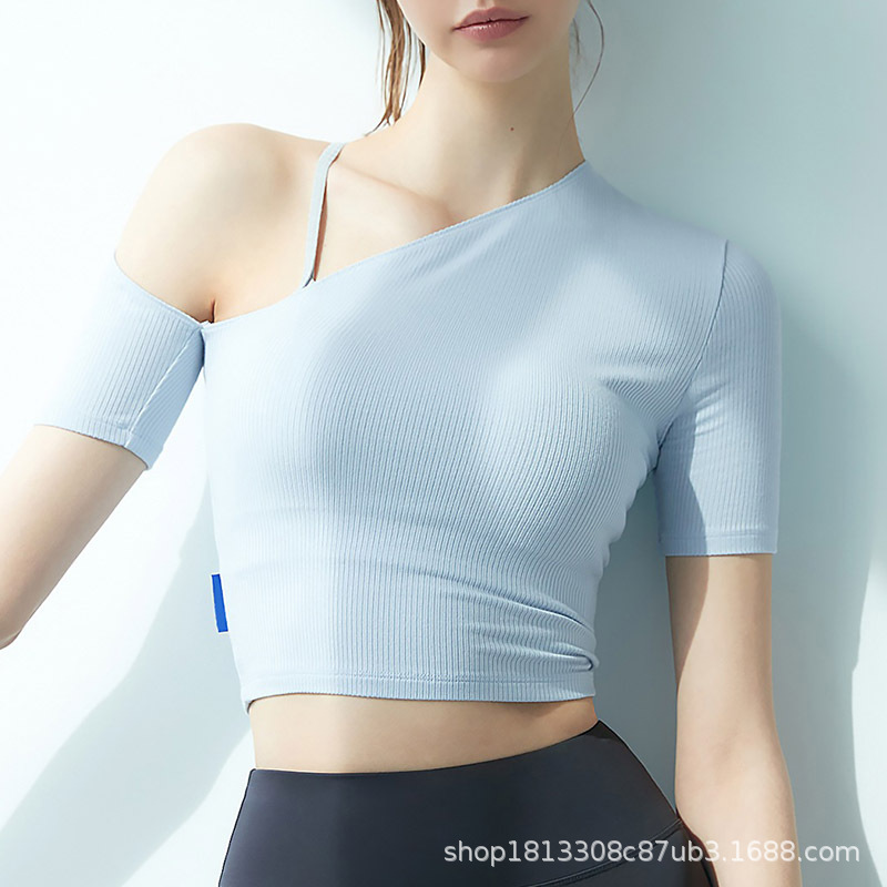 Summer lust beauty shoulder yoga wear T-shirt women's running short sleeve fashion fitness wear top Summer lust beauty shoulder yoga wear T-shirt women's running short sleeve fashion fitness wear top