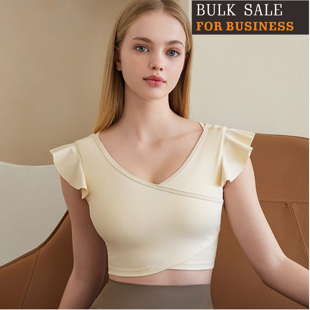 flouncing gym trainer t shirt best sports bra for teenager from gym clothing suppliers