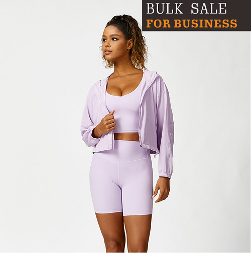 Quick-drying sunscreen casual sports jacket, yoga wear, outdoor running cycling sports zip-up five-piece set