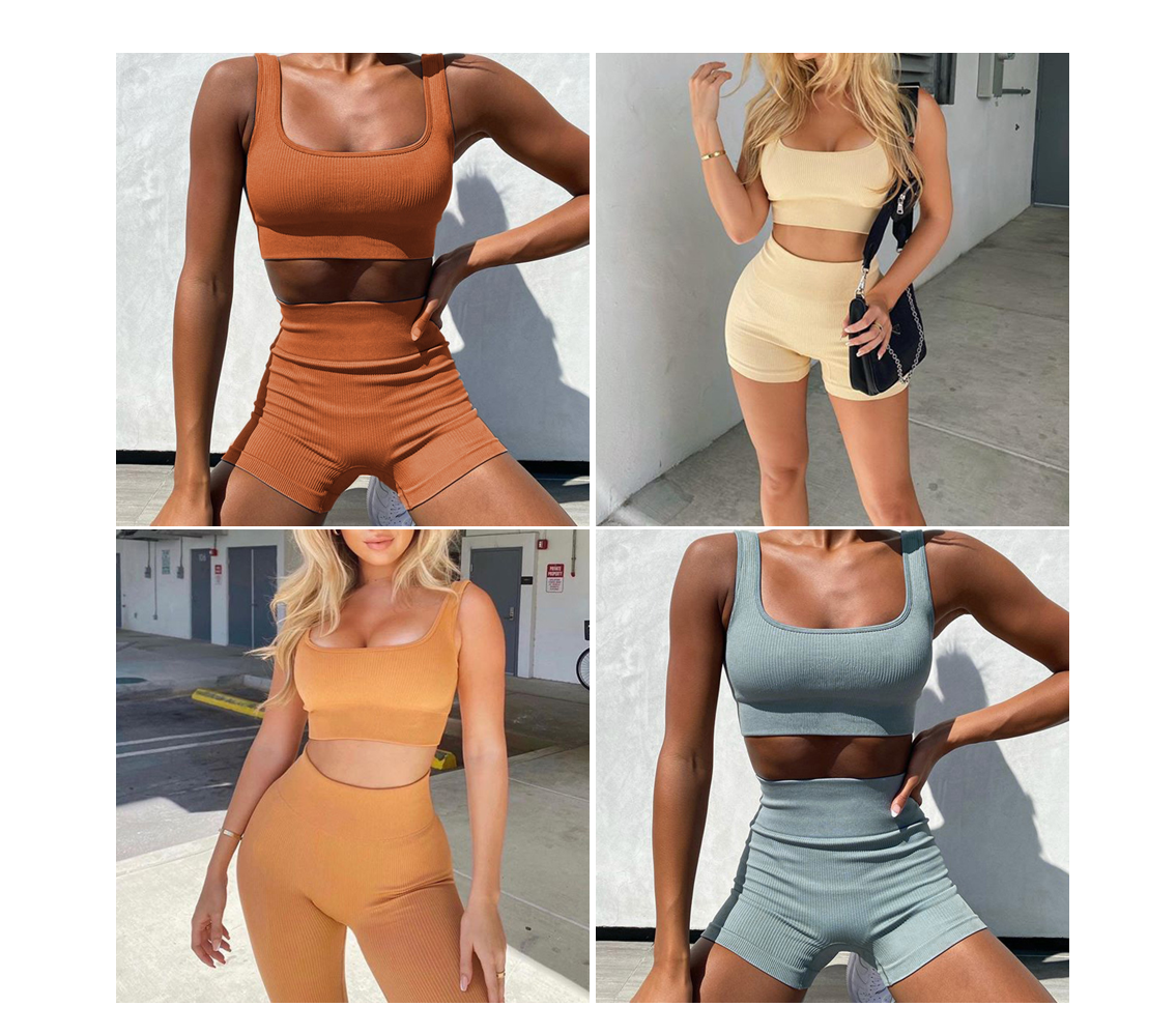 ribbed scoop seamless top and short legging