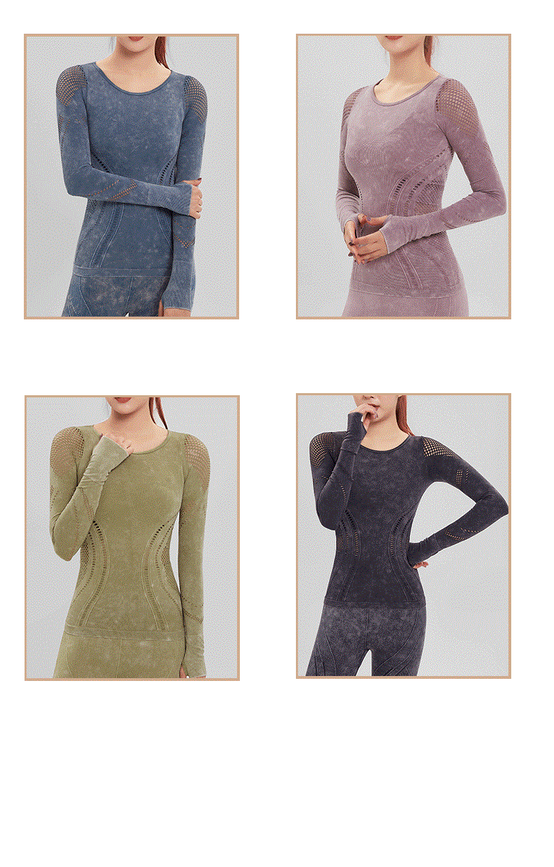 seamless long sleeve breathable hole Tshirt for gym